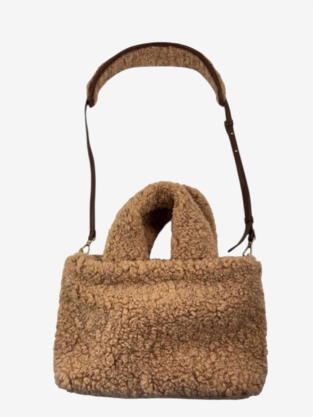 Laundry By Shelli Segal Tan Faux Shearling Shoulder Tote